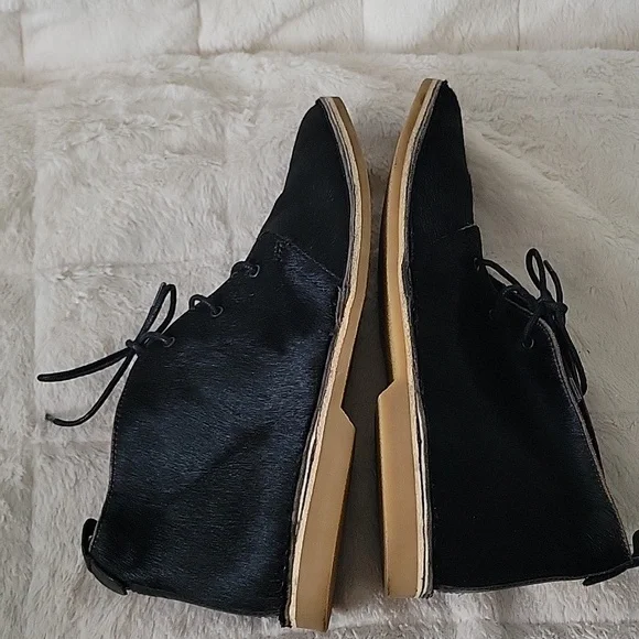 Zara Flat Leather Ankle Boots cow Furskin Size 41 Poited Toes Lace-up - Picture 10 of 10